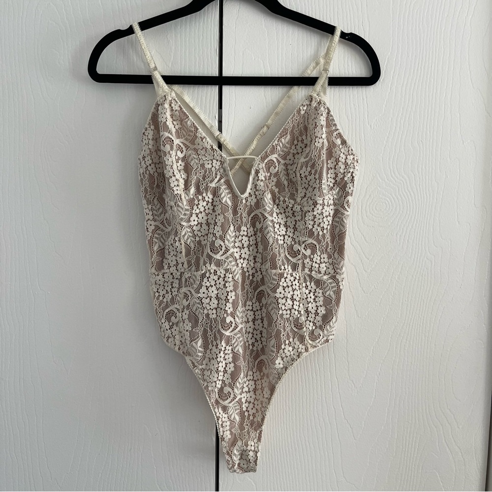 Lace Bodysuit with Floral Pattern